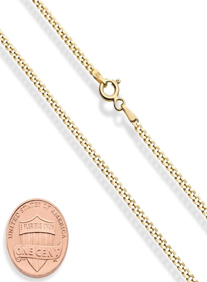 Miabella Italian 925 Sterling Silver, 18K Gold Plated 925 Sterling Silver 2.3mm Curb Cuban Link Chain Necklace Made in Italy (yellow-gold-plated-silver, Length 18 Inches) - Image 2